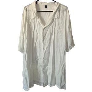 SHEIN 4XL White Button Down Shirt Short Sleeve Resort Casual‎ Menswear